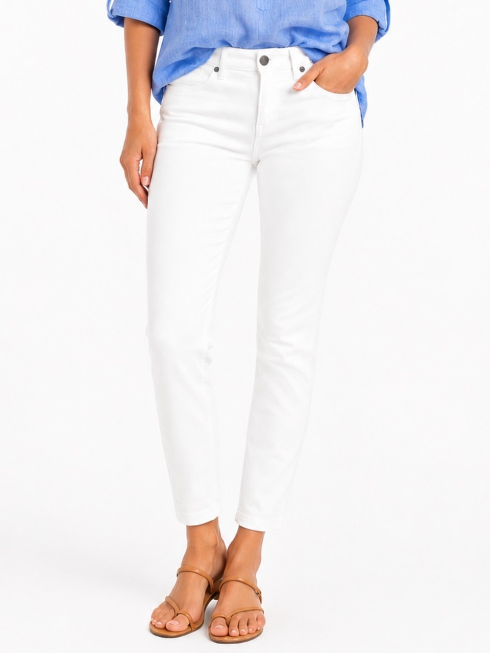 J. Crew Factory Toothpick Cropped Stretch White Denim Size 30 - Picture 1 of 12
